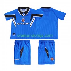Camisola Manchester United 1996 Retro Criança Equipamento Terceiro 1998 Manga Curta